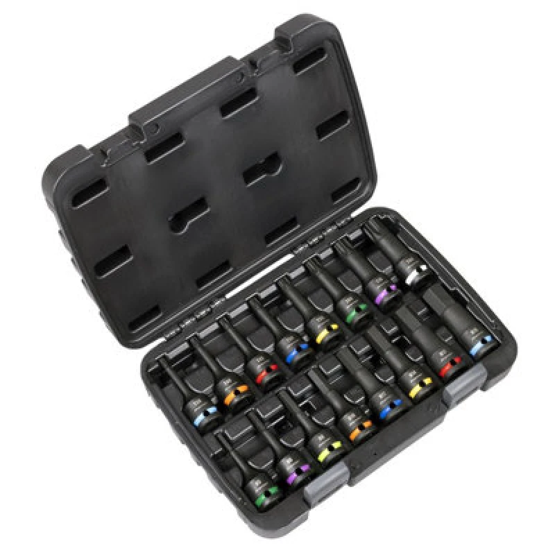 Image of Sealey Premier 16 Piece 1/2" Drive Hex and Torx Impact Socket Bit Set AK56005 Drive: 1/2"