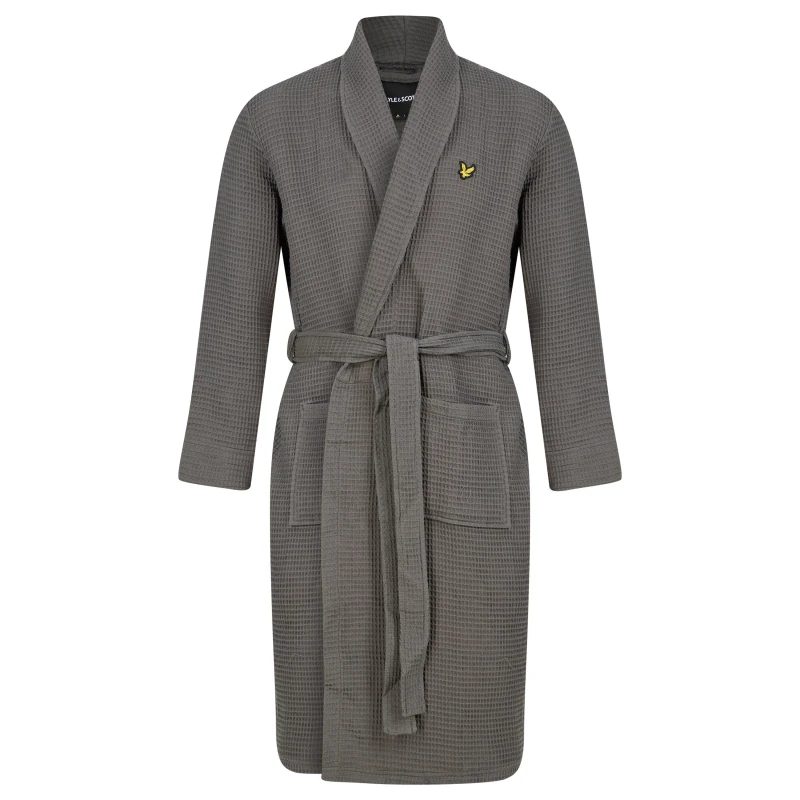 Image of Lyle and Scott Mens Waffle Bathrobe Granite Gray male S