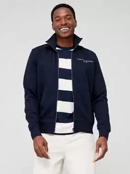 Image of Tommy Hilfiger Logo Zip Through Sweat Jacket - Navy, Size S, Men