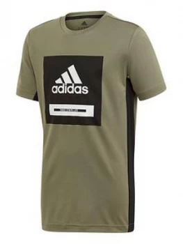Image of Adidas Junior Boys Training Bold Logo Short Sleeve T-Shirt - Black/White