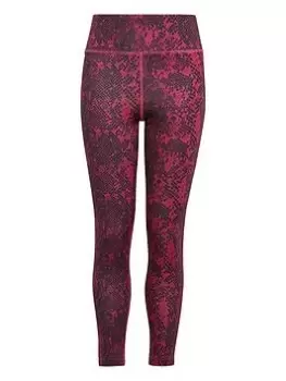 Image of adidas Junior Girls Training Icons Print Legging, Pink Multi, Size 5-6 Years