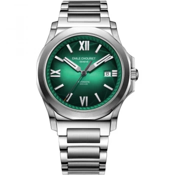 Image of Emile Chouriet Green and Silver 'Challenger Cliff' Automatic Watch - 08.1170.g.6.6.e8.6