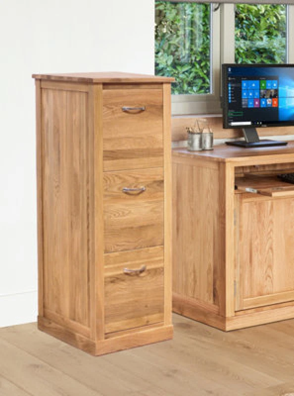 Image of Baumhaus Mobel Oak 3 Drawer Filing Cabinet