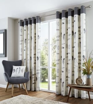 Image of Fusion Idaho Eyelet Curtains - 117x183cm - Charcoal.