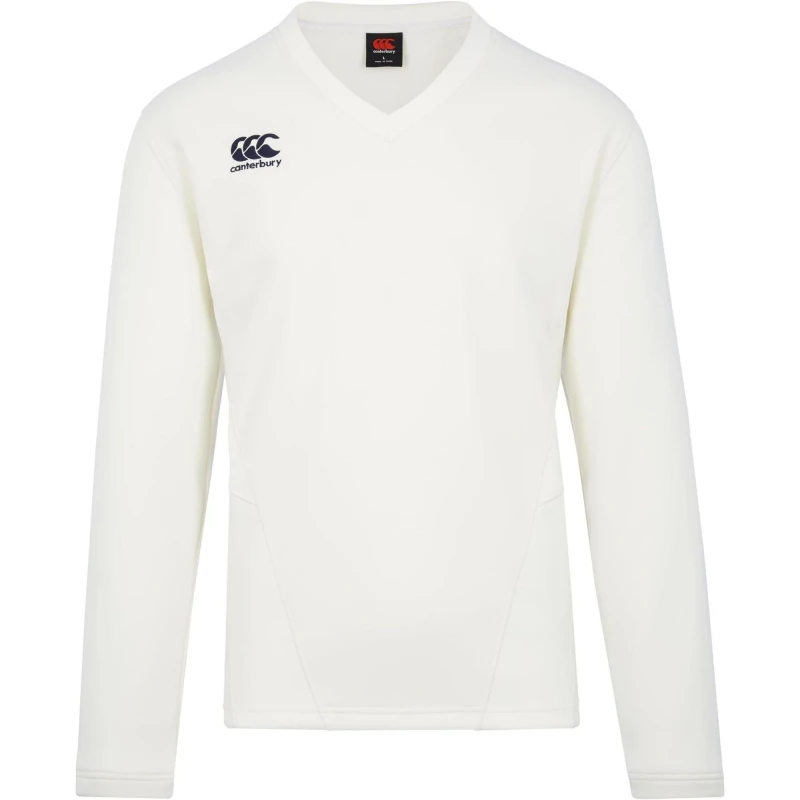 Image of Canterbury Classic Long-Sleeved Cricket Jumper in White Size: 4 Years White Unisex 4 Years