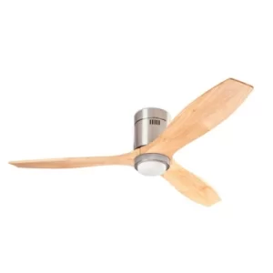 Image of Stem 3 Blade Ceiling Fan with LED Light Satin Nickel, Wood