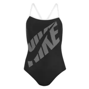 Image of Nike Logo Racer Back Swimsuit Womens - Black