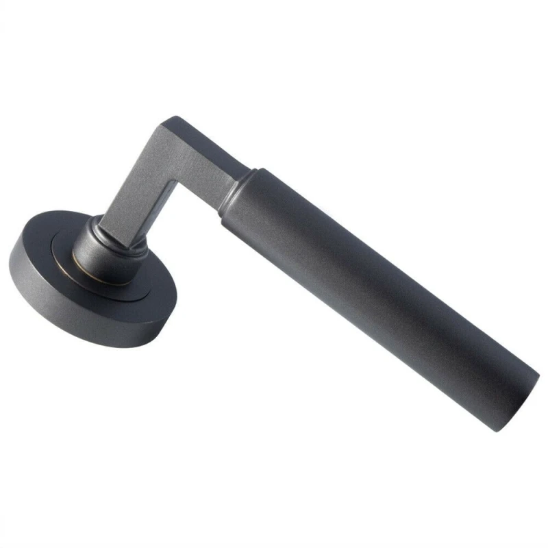 Image of Loops PAIR Straight Round Bar Handle on Round Rose Concealed Fix Matt Bronze Multi