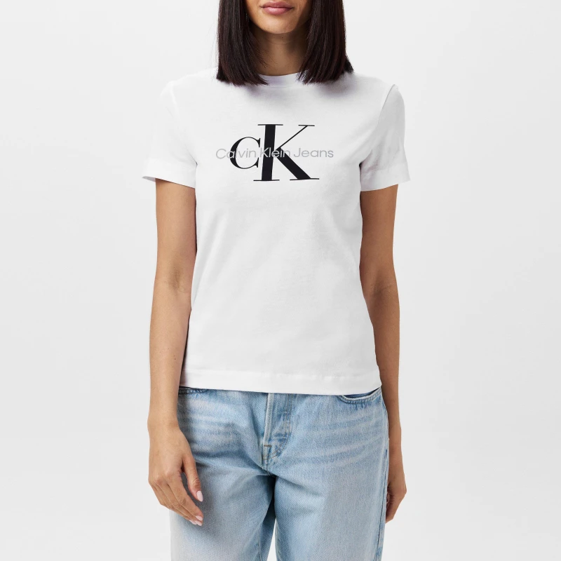 Image of Calvin Klein Jeans Logo T-Shirt - White White 12