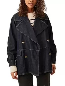 Image of Free People Denim Car Coat - Rinse Wash