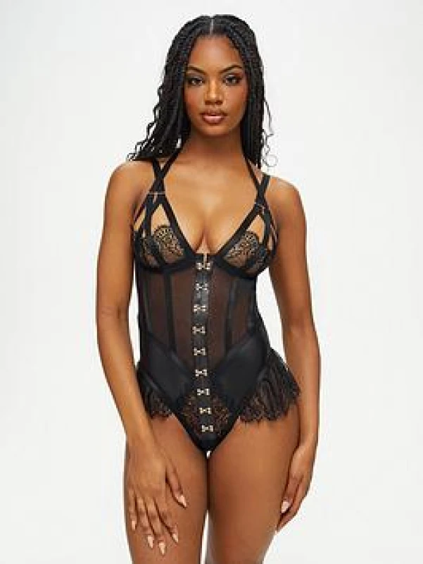Image of Ann Summers Exuberant Crotchless Teddy Black