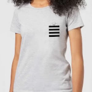 Image of Looney Tunes Taz Stripes Pocket Print Womens T-Shirt - Grey - 5XL