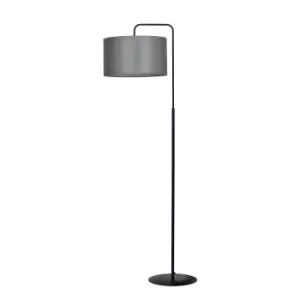Image of Emibig Trapo Black Floor Lamp with Shade with Gray Fabric Shades, 1x E27