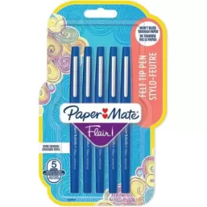Image of Papermate Flair felt pen Medium Blue 5 pc(s)