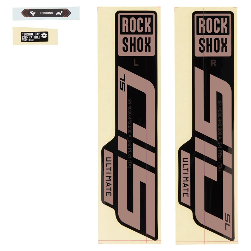 Image of Sram Rockshox Fork Decal Kit SID SL Ultimate 2729 2021 MATTE COPPER FOILHIGH GLOSS BLACK NO SIZE MATTE COPPER FOIL/HI