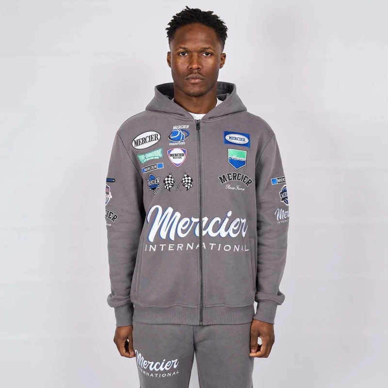 Image of Mercier International Zip Hoodie - Grey Grey XS