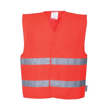 Image of Portwest Two Band Class 2 Hi Vis Waistcoat Red S / M