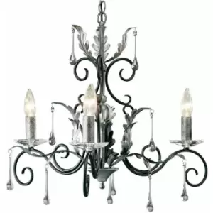 Image of Loops - 3 Bulb Handmade Chandelier LIght Cut Glass Black Silver LED E14 60W