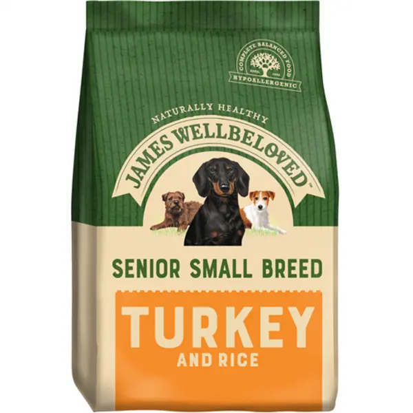 Image of James Wellbeloved Senior Small Breed Turkey and Rice Dry Dog Food 7.5kg