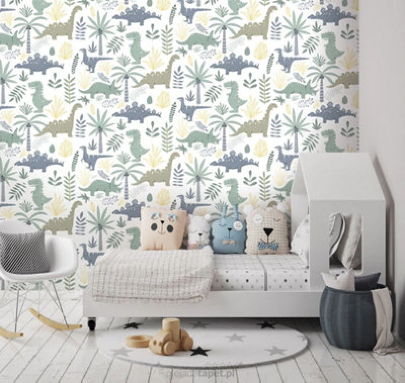 Image of Muriva Ltd Muriva Happy Dinos Wallpaper, Green L97804