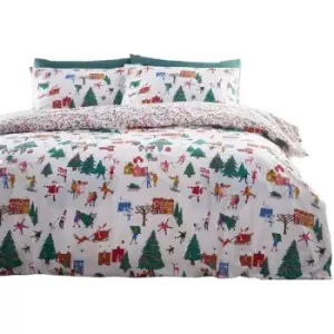 Image of Furn Christmas Duvet Cover Set (King) (White/Green/Red) - White/Green/Red
