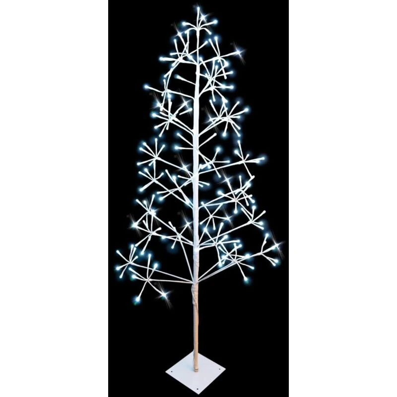 Image of Shatchi Christmas Pre-Lit White Twig Tree Cool LED Lights Metal Frame Decoration White