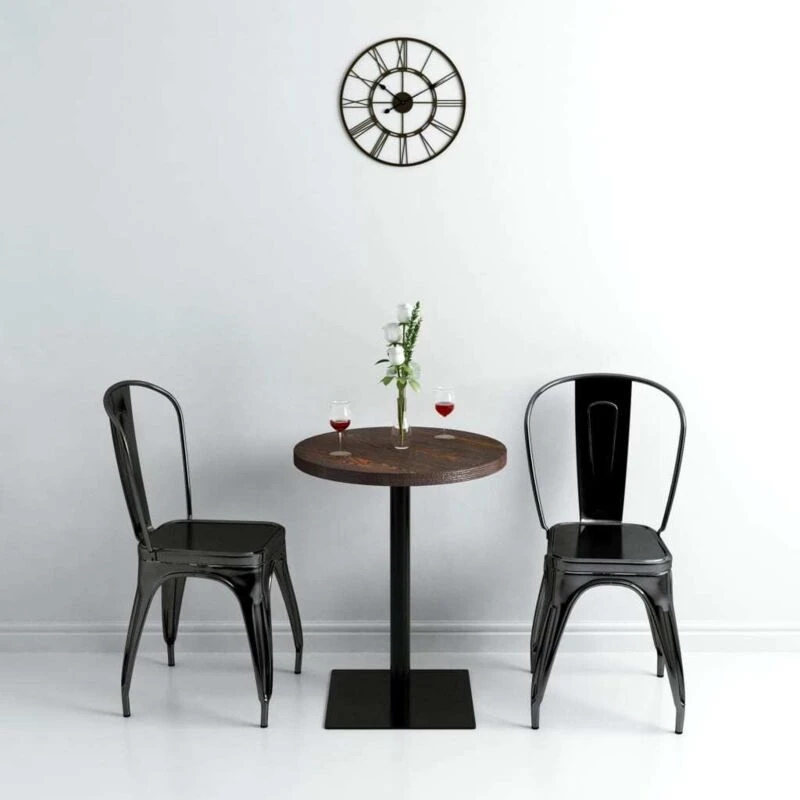 Image of vidaXL Bistro Table MDF and Steel Round 60x75cm Dark Ash Kitchen Furniture