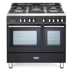 Image of DeLonghi DTR906DFAN 90cm Modern Twin Cavity Dual Fuel Range in Black