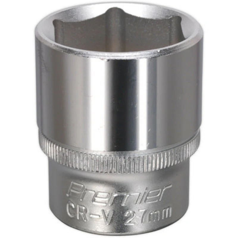 Image of Loops 27mm Steel Drive Socket - 1/2" Square Drive - Chrome Vanadium Wrench Socket Metallics