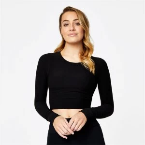 Image of USA Pro Long Sleeve Seamless Crop Top - Black