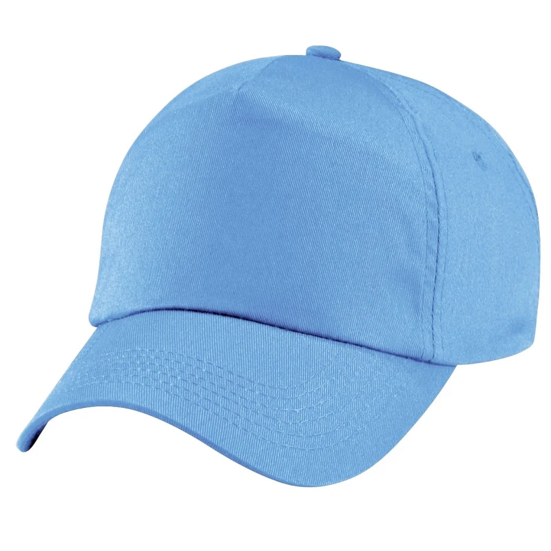 Image of Beechfield Plain Original 5 Panel Baseball Cap in Baby Blue Baby Blue Unisex One Size