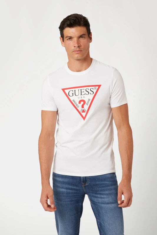 Image of Guess Mens Original Tee White Size: Medium White Male M