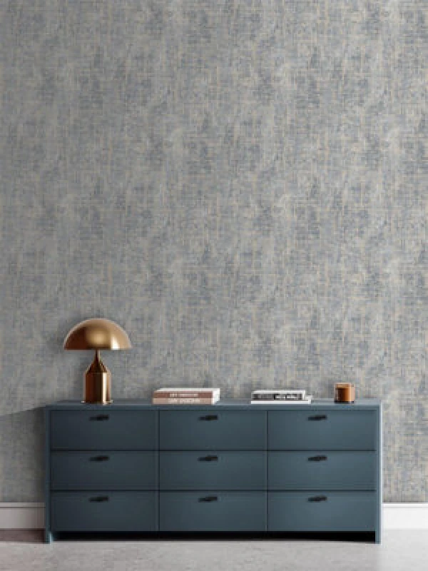 Image of Muriva Etta Texture Wallpaper - For Living Room, Bedroom, Fireplace - Textured Finish, Geometric Pattern, Blue