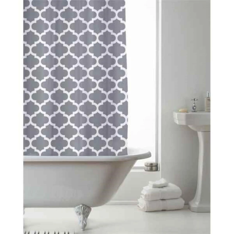Image of COUNTRY CLUB Country Club - Shower Curtain Moroccan Grey Water Resistant 100% peva 180x180cm - Grey 5023674162428