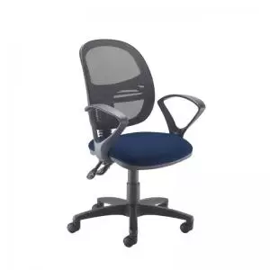 Image of Jota Mesh medium back operators chair with fixed arms - Costa Blue