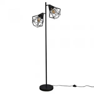 Image of Diablo Black and Chrome 2 Way Floor Lamp with Black Diablo Shades