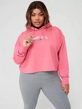 Image of Tommy Jeans Relax Essential Logo Hoodie - Red, Size XL, Women