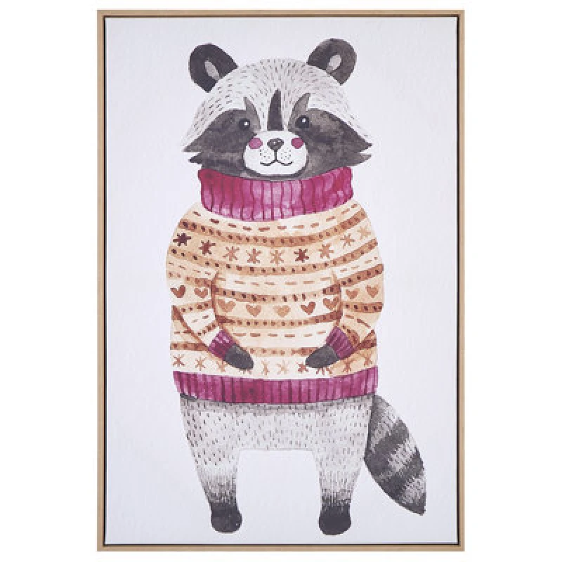 Image of Beliani Canvas Campli Animal Motif 63 X 99cm Grey