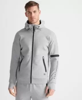 Image of Superdry Mens Sport Training Gymtech Zip Hoodie Grey / Grey Marl - Size: M