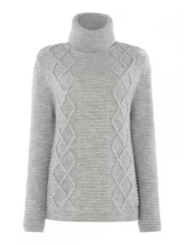 Image of Barbour Court Chunky knit Roll Collar Jumper Grey Marl