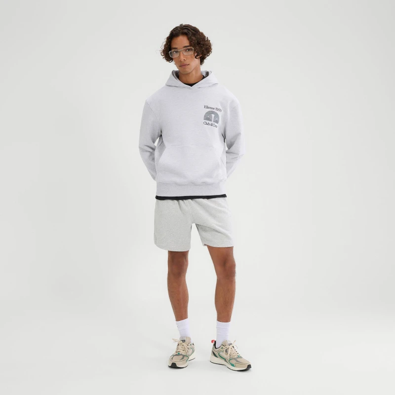 Image of Ellesse Mens Club Di Corsa Hoodie in Light Grey Size: Medium Light Grey Male M