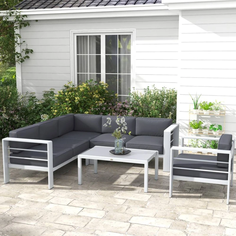 Image of Outsunny Outsunny - 5 PCs Garden Sofa Set w/ Cushions 5056725527334