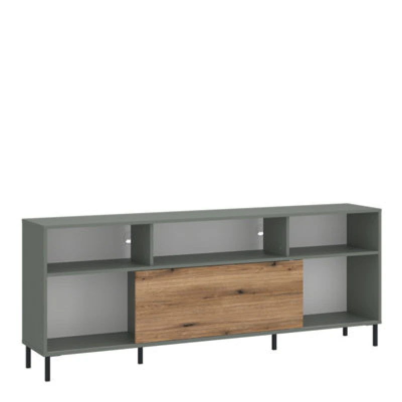 Image of Furniture To Go Darwin TV Cabinet 1 Door 73Cm High In Green/oak