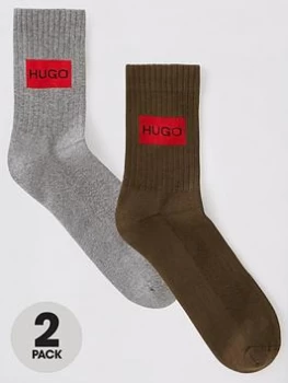Image of Hugo Boss 2 Pack Red Patch Logo Sport Socks Size 39-42