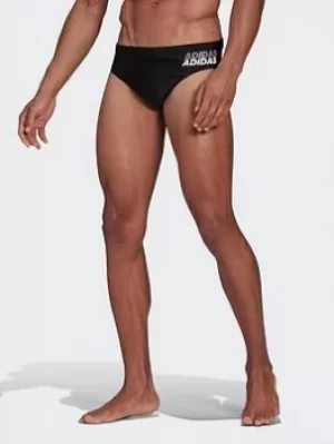 Image of adidas Lineage Swim Trunks, Black/White, Size S, Men