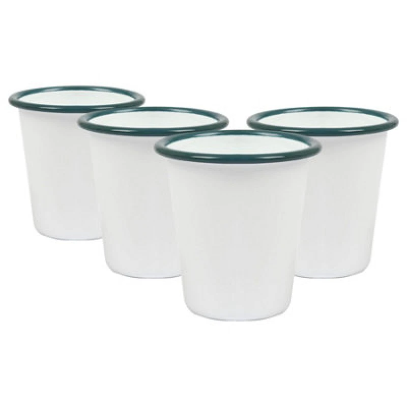 Image of Argon Tableware White Enamel Tumblers - 300ml - Green - Pack Of 3