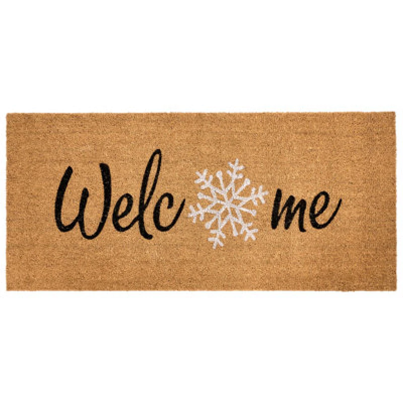 Image of Beliani Doormat Balanacan Natural 55 X 120 Cm Christmas Motif Coir