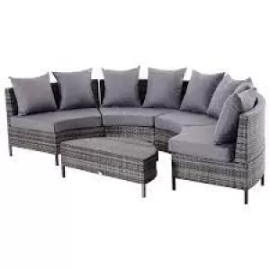 Image of Outsunny 4-Seater Half Moon Shaped Rattan Outdoor Garden Furniture Set Grey