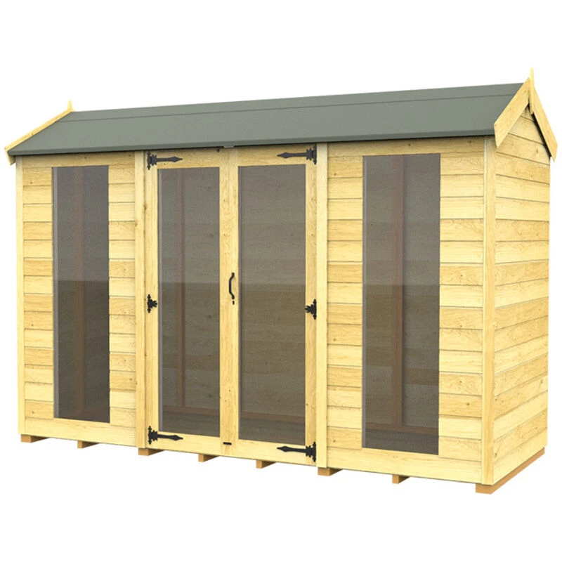 Image of Flat Pack Sheds DIY Sheds 10 x 4 Apex Summer House (Full Height Window), Brown 10X4AFHWSHFF