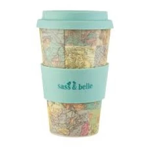 Image of Sass & Belle Vintage Map Collage Bamboo Coffee Cup